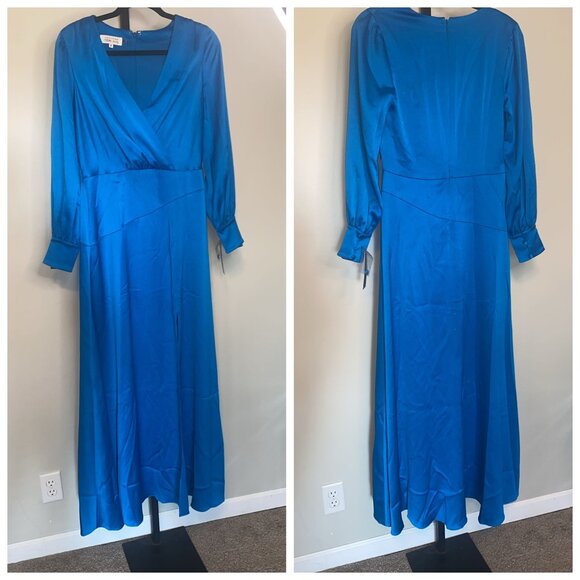 Teri Jon by Rickie Freeman Crystal-Belted Satin Gown - Picture 2 of 8